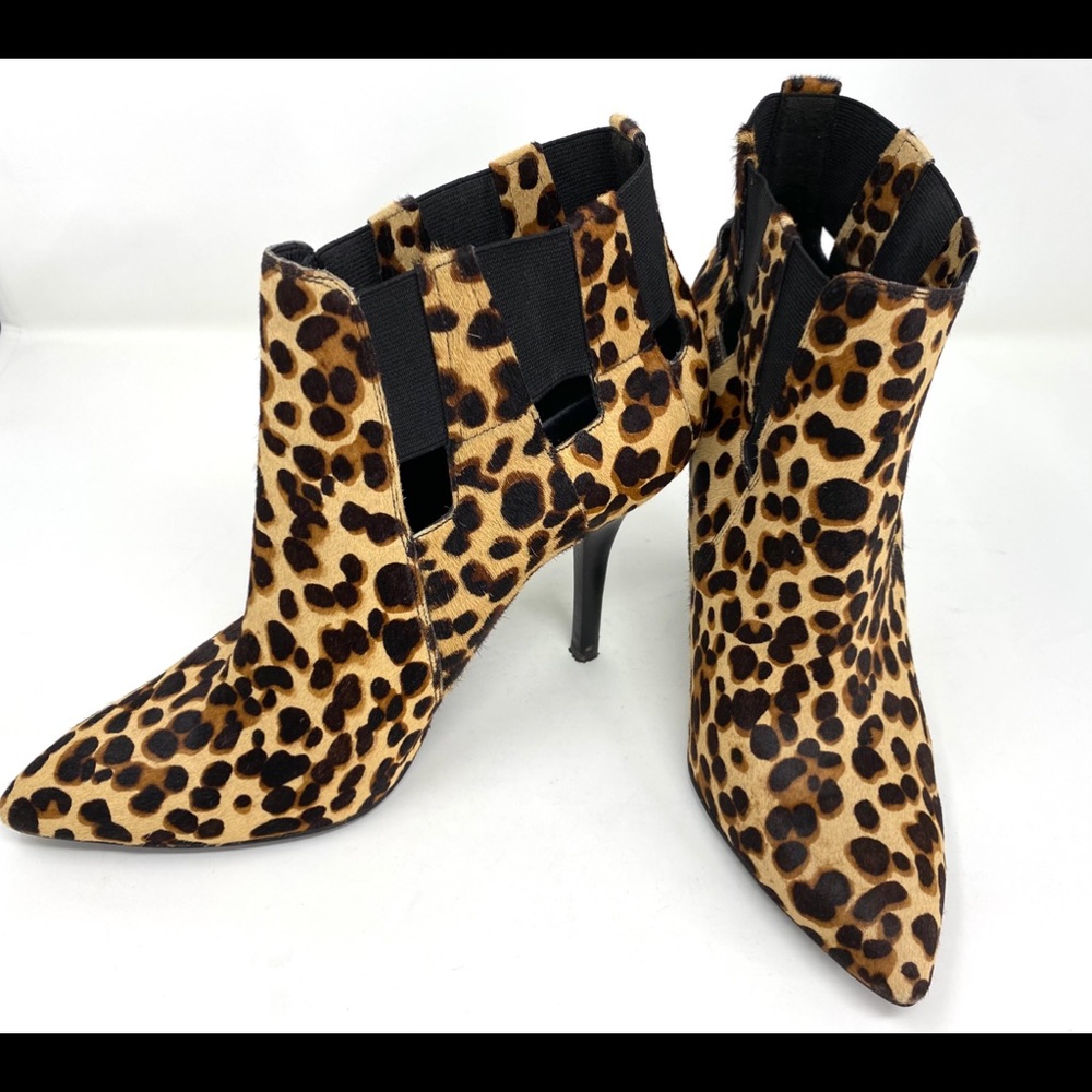 Pony hair Animal print ankle boots
